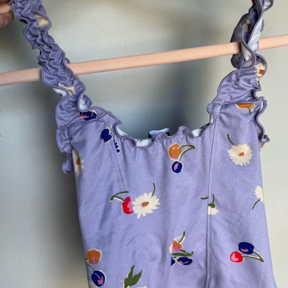 Urban Outfitters Lilac Floral & Fruity Ruffled Tank Top - Picture 10 of 11